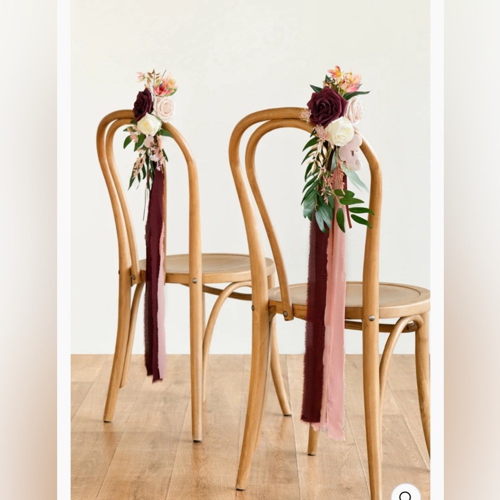 (8) Ling’s moment wedding aisle decoration pew flowers in romantic marsala